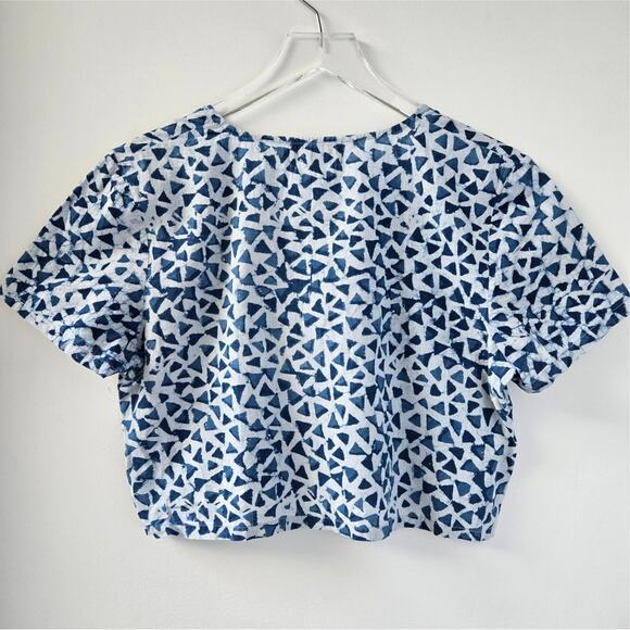 Mary Meyer Batik Block Print Short Sleeve Crop Top Womens Medium EUC India - Picture 2 of 7